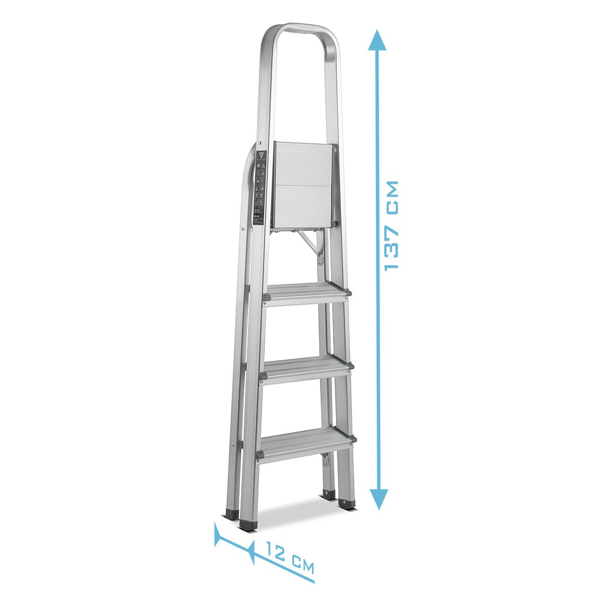 STAHLWERK step ladder HL-4 ST 150 kg, 4 steps, standing height 78 cm, aluminum ladder / folding ladder / step ladder / multi-purpose ladder with non-slip rungs including 7 year manufacturer's guarantee
