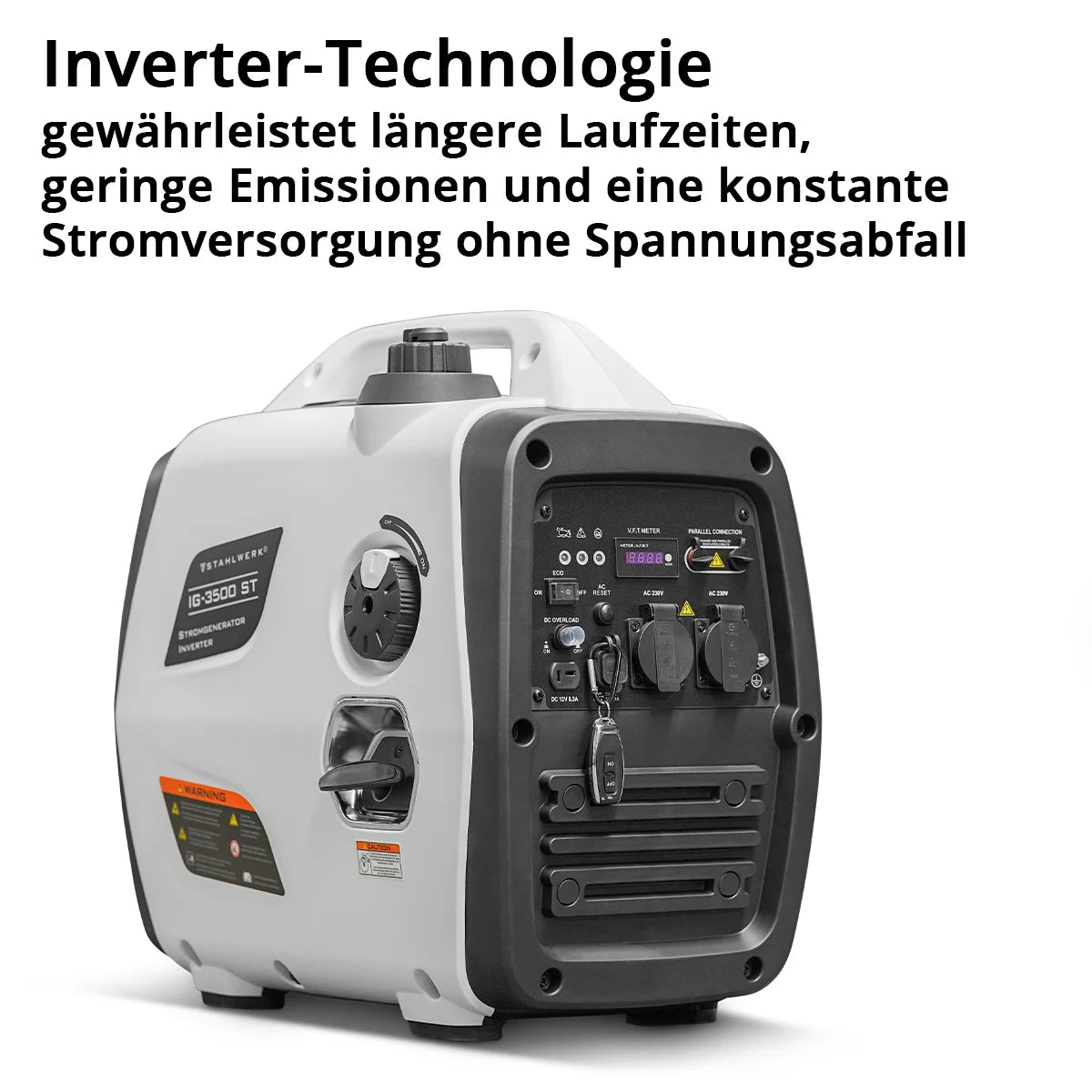 Générateur essence STAHLWERK IG-3500 ST 3,5 kW | Générateur d'énergie à onduleur de 4,76 HP | Générateur multi-alimentation | Générateur de secours, 4 temps, 5 connexions consommateurs, économe en consommation et nécessitant peu d'entretien