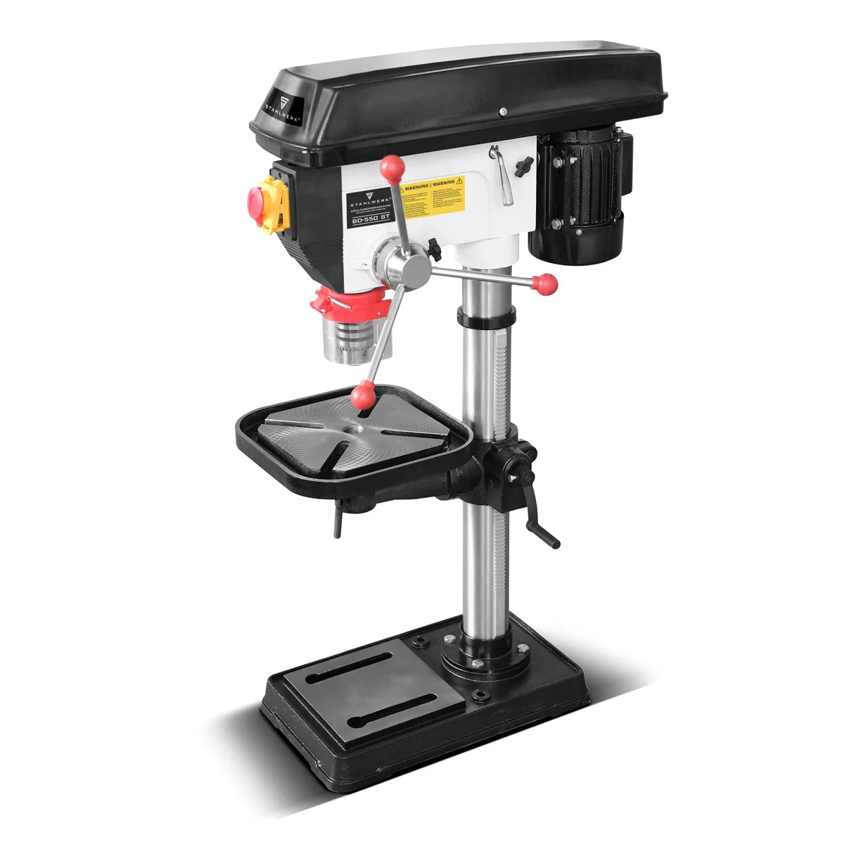 STAHLWERK BD-550 ST drill press | Robust 550W column drill for DIY, metal construction | Drilling diameter Ø 16 mm | 200 - 2,800 rpm | Robust drilling table and metal base for stability