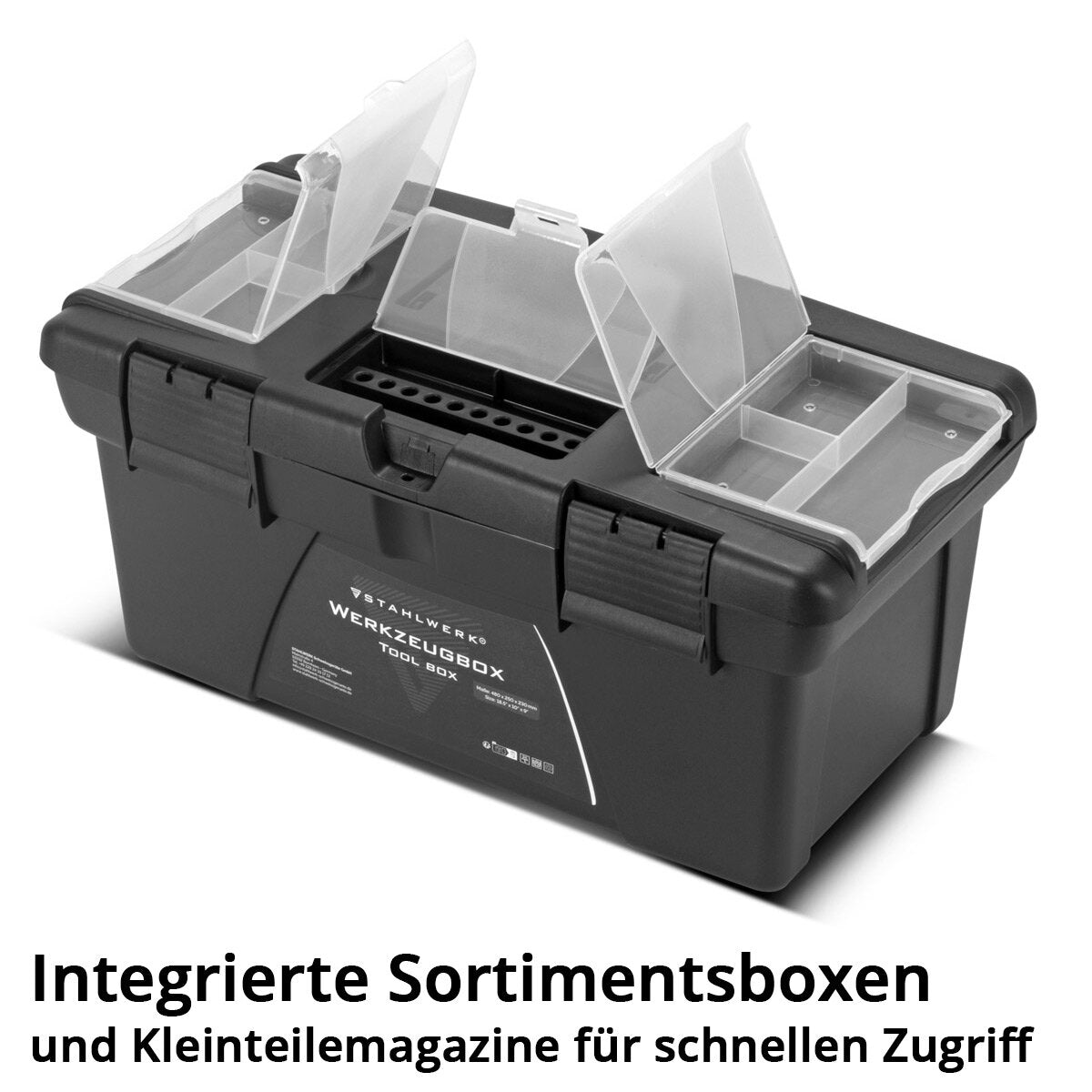 STAHLWERK Toolbox Set mit 5 leeren Werkzeugkisten | Werkzeugbox | Werkzeugkoffer | Werkzeugkasten | Werkzeug-Organizer | 5 in 1 Modul-System mit integrierten Sortimentsboxen