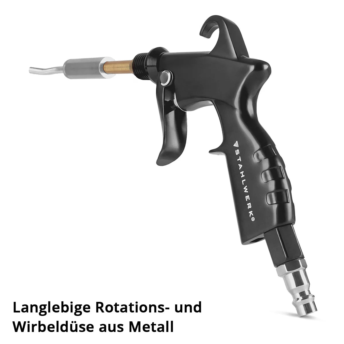 STAHLWERK dry cleaning gun RP-25 ST | Ball-bearing metal vortex nozzle | Compressed air cleaning gun | swirl effect | Strong upholstery cleaner | Automotive blow gun for surface cleaning