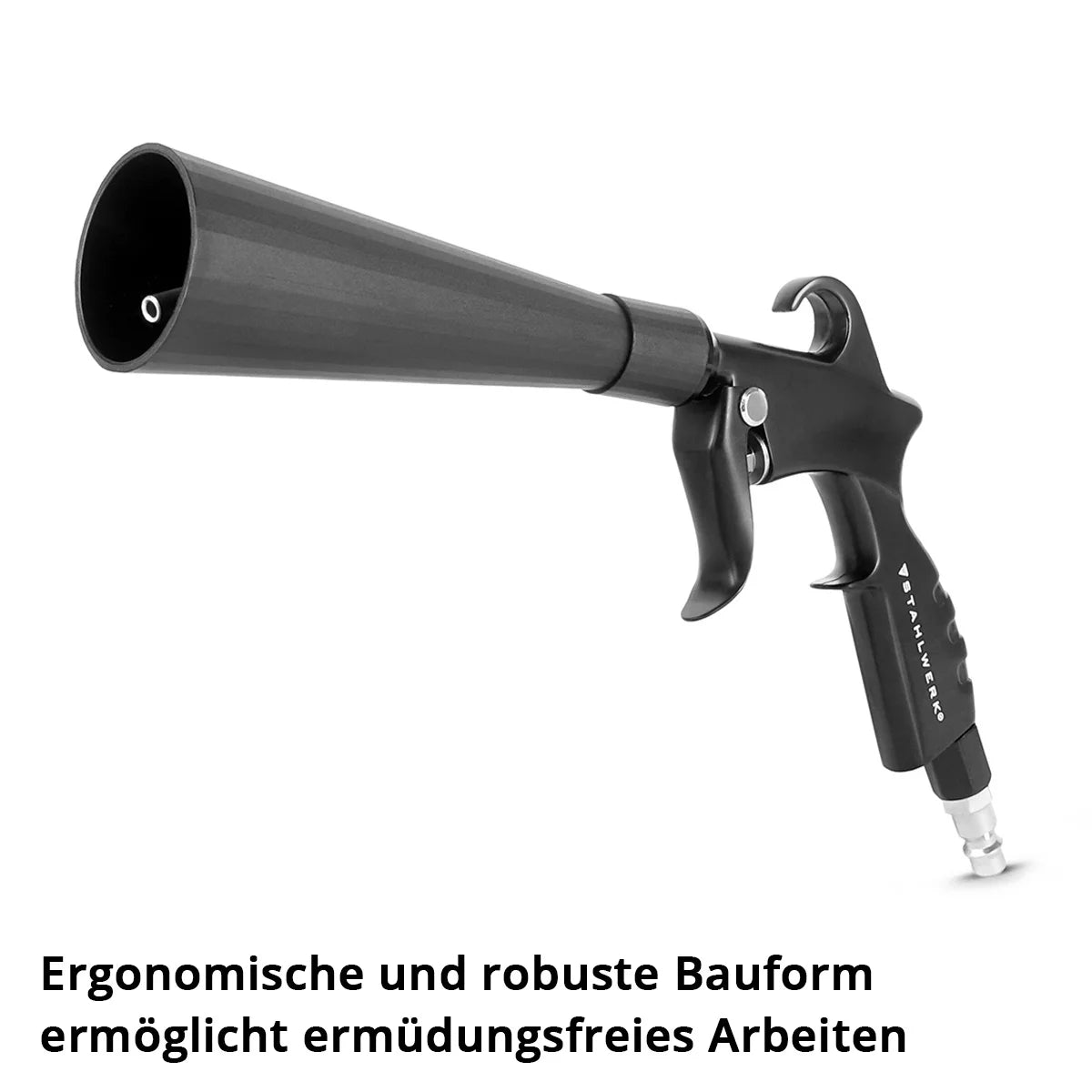 STAHLWERK dry cleaning gun RP-25 ST | Ball-bearing metal vortex nozzle | Compressed air cleaning gun | swirl effect | Strong upholstery cleaner | Automotive blow gun for surface cleaning