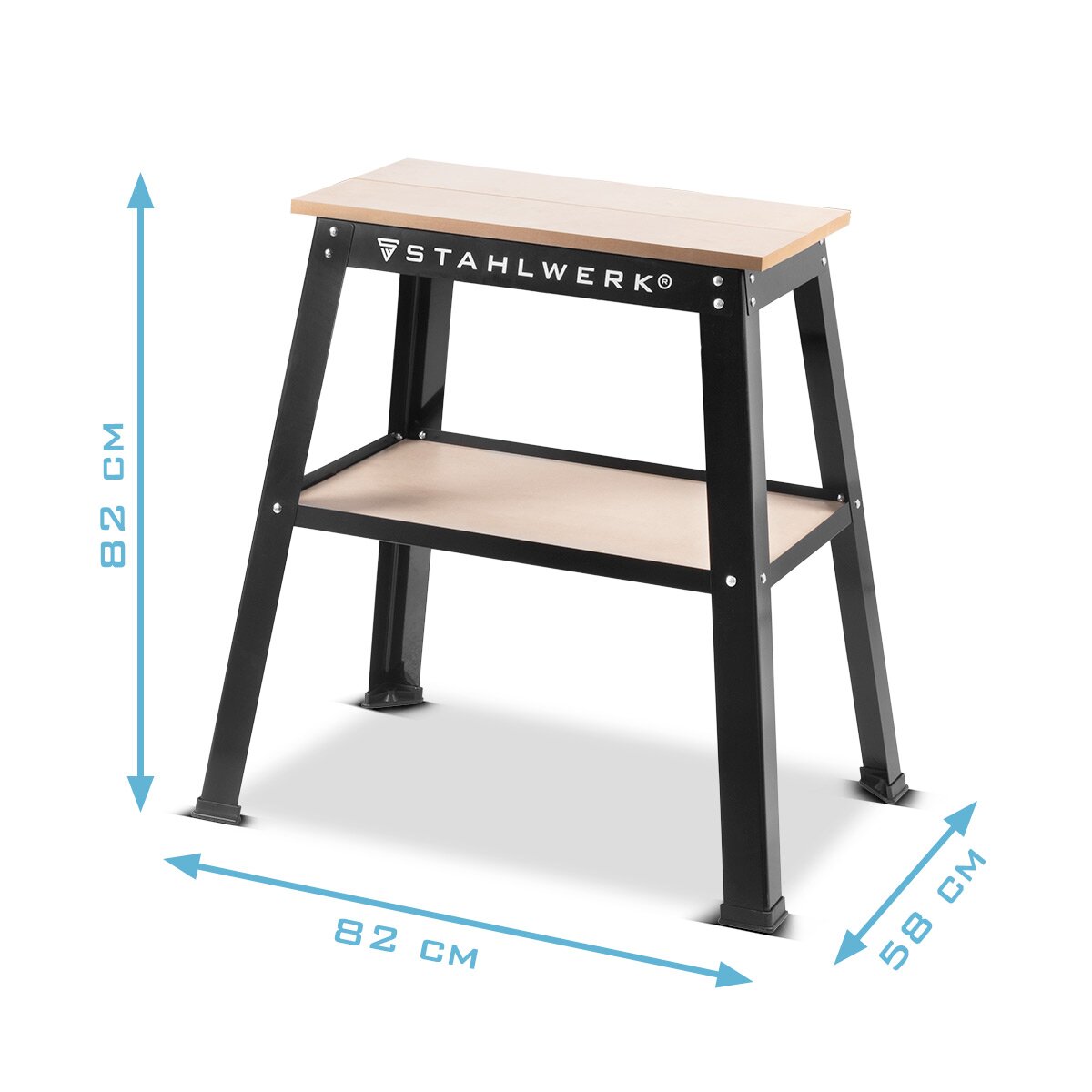 Support de machine universel STAHLWERK UM-10 ST avec capacité de charge de 225 kg Table de machine réglable 82 x 58 x 82 cm | Base de machines | Table de travail | Établi | Table d'atelier