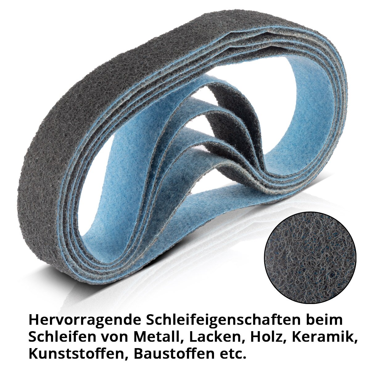 STAHLWERK abrasive fleece set of 5 fine grain 40 x 760 mm sanding belt | Non-woven tapes | Polishing fleece | Universal sanding belts | Abrasives for pipe belt grinders, belt sanders and sanders