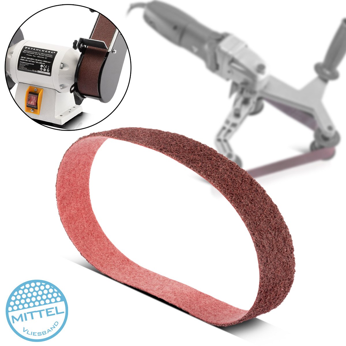 STAHLWERK abrasive fleece medium grain 40 x 760 mm sanding belt | Non-woven tapes | Polishing fleece | Universal sanding belts | Abrasives for pipe belt grinders, belt sanders and sanders