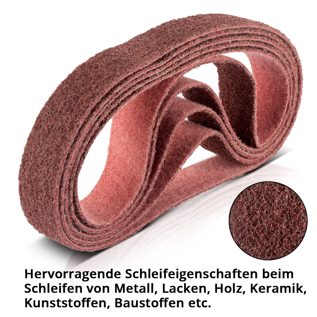 STAHLWERK lot de 5 non-tissés abrasifs grain moyen 40 x 760 mm bande abrasive | Rubans non tissés | Non-tissé de polissage | Bandes abrasives universelles | Abrasifs pour meuleuses à bande de tubes, ponceuses à bande et ponceuses