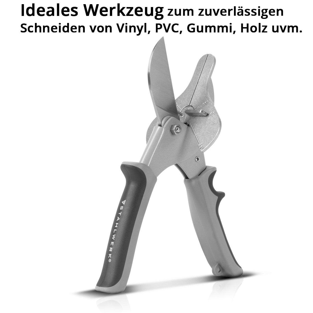 STAHLWERK miter cutter | miter scissors | Multi angle scissors | Trunking scissors for cutting vinyl, PVC, rubber and much more. | Adjustable angle 30° | 45° | 90°