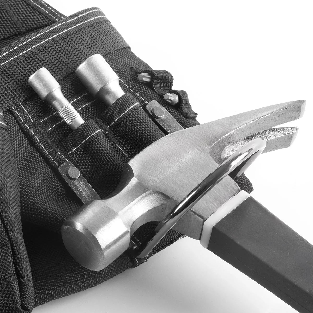 Cinturón para herramientas STAHLWERK de robusto tejido de poliéster | bolsa multifuncional para cinturón con amplio espacio de almacenamiento, soporte para martillo, soporte para cinta métrica | Cinturón artesano | Bolsa de herramientas