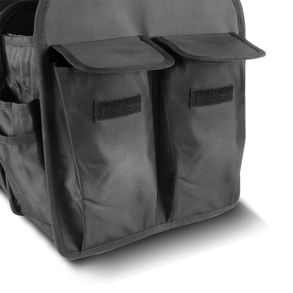 STAHLWERK Werkzeugtasche mit 11 Außentaschen und 2 großen Innenfächern mit jeweils 5 Innentaschen, robuste Montagetasche / Werkzeugkoffer / Werkzeugbeutel mit Tragegriff und Schultergurt aus strapazierfähigem Polyester-Gewebe