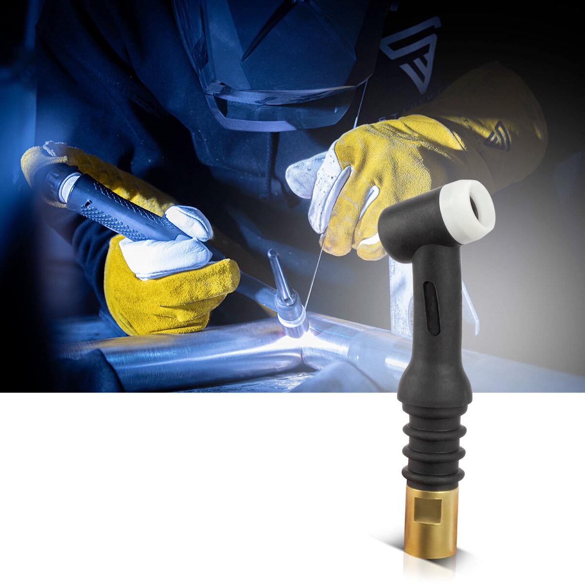 Testa della torcia TIG STAHLWERK WP-26F con testa flessibile per torce di saldatura TIG | Pacchetto tubi | Bruciatore