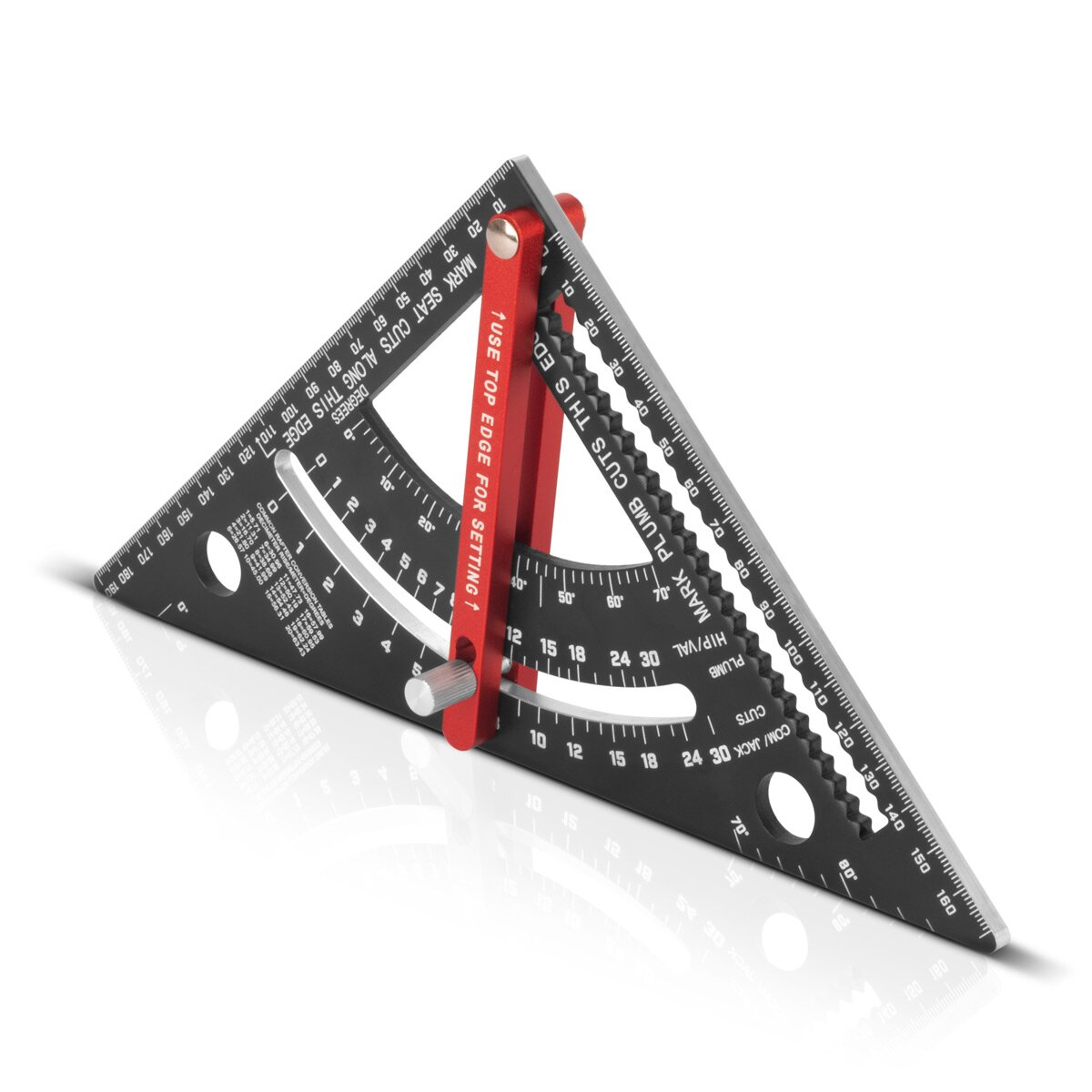 STAHLWERK angle triangle with stop metric aluminum protractor | Try square triangle | carpenter's angle | Multifunctional square for precise measuring, marking, marking and drawing