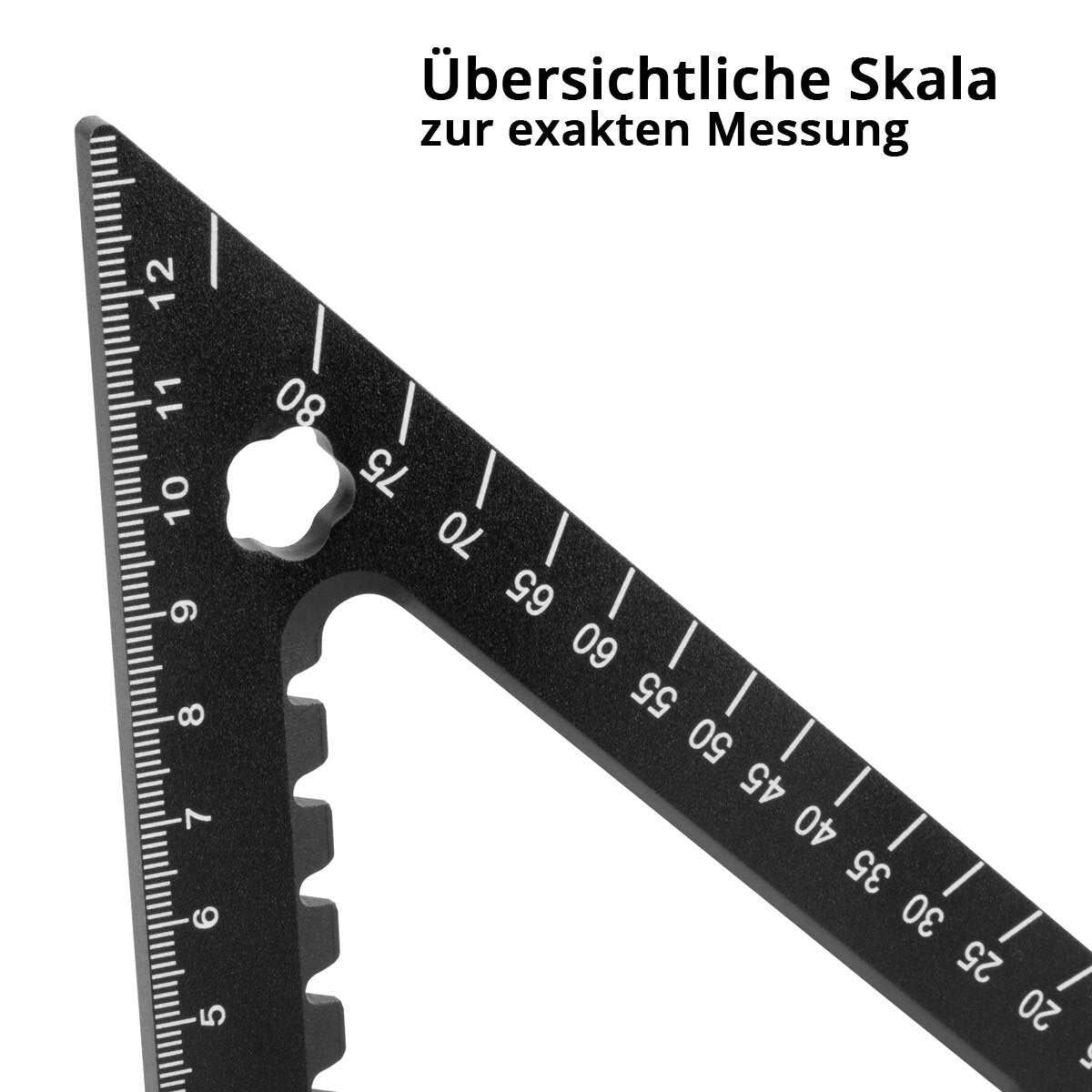 STAHLWERK Winkeldreieck mit Anschlag und Markiernadel metrisches Aluminium-Winkellineal | Anschlagwinkeldreieck | Zimmermannswinkel zum präzisen Messen, Anreißen, Markieren und Zeichnen