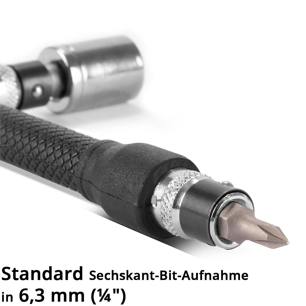 STAHLWERK 19-teiliges Winkelschraubendreher-Bit-Set 1/4 Zoll mit Bits und Stecknüssen aus Chrom-Vanadium, beidseitig verwendbar, L-Form Schraubendreher | Schraubenzieher | Steckschlüssel Set