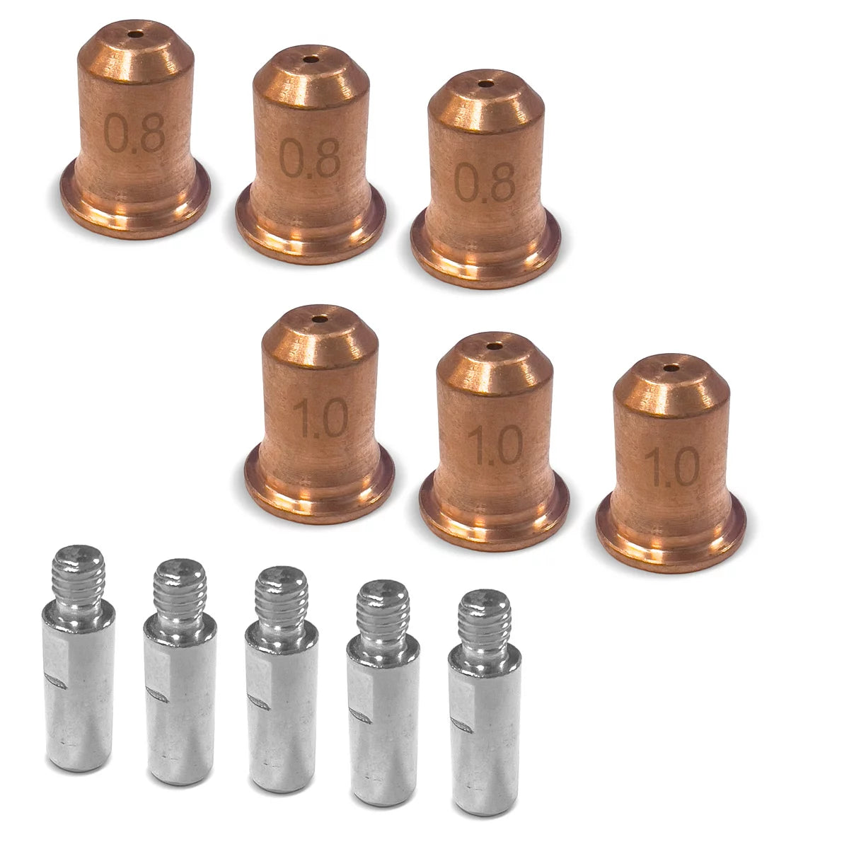 STAHLWERK NS/S65 plasma accessories | Wear parts for plasma cutting torches | 17-piece set with electrodes, cutting nozzles 0.8/1.0 mm, protective caps, power distributor, spacers | Transport box