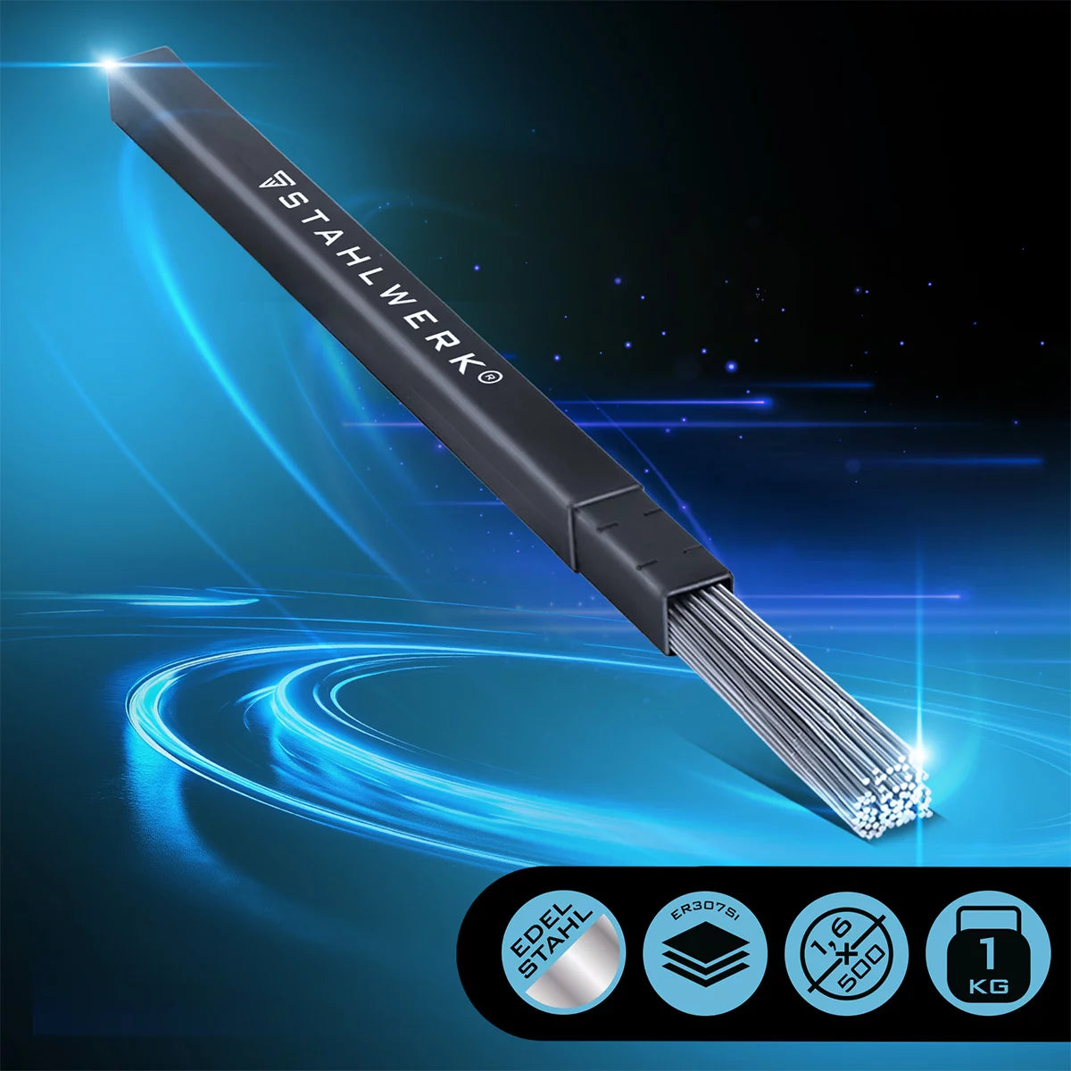Baguettes de soudage STAHLWERK ER307Si acier inoxydable fortement allié / Ø 1,6 x 500 mm / 1 kg d'apport de soudage TIG