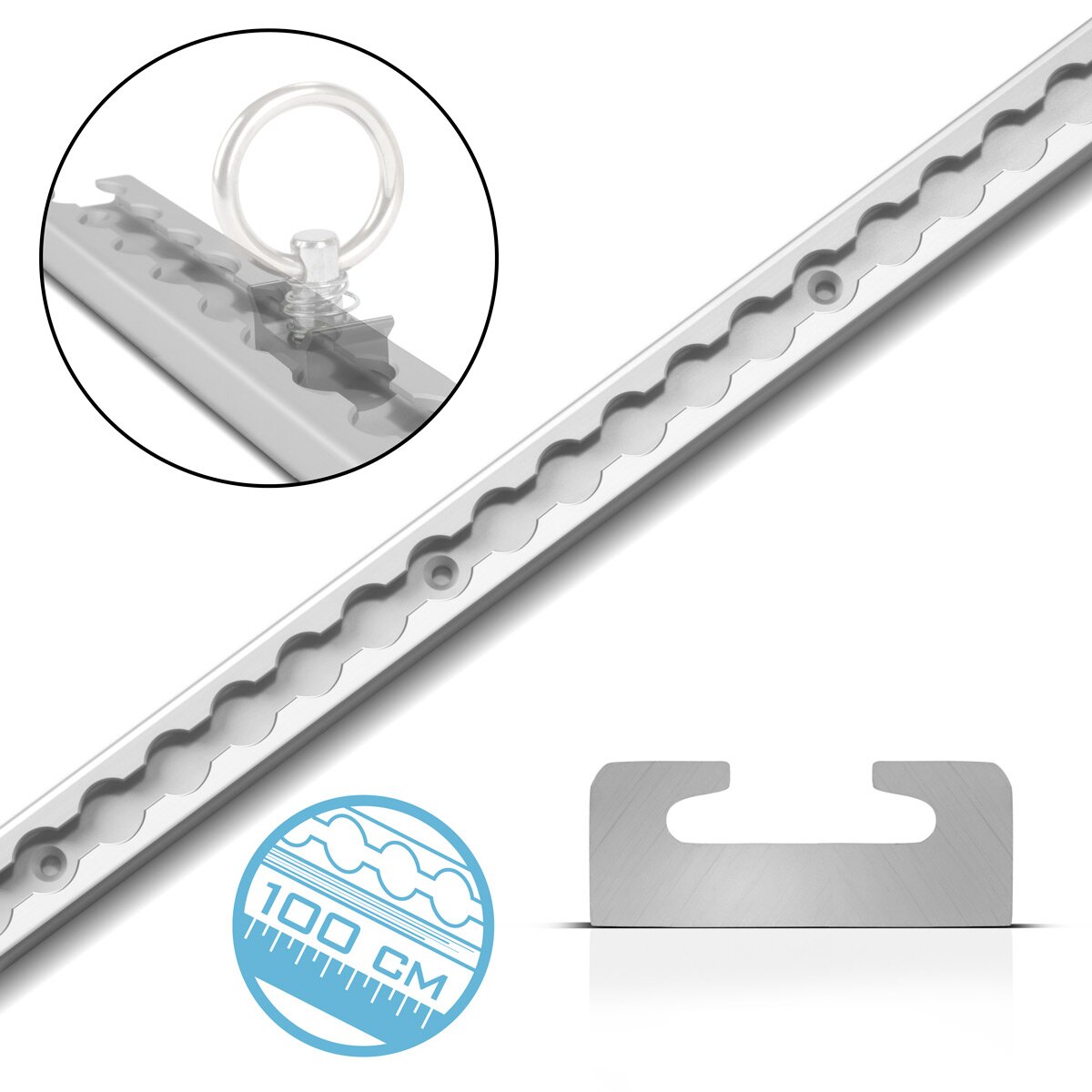 STAHLWERK Zurrschiene 100 cm Airlineschiene | Befestigungsschiene | Befestigungsleiste aus Aluminium mit integrierten Bohrlöchern zur Ladungssicherung beim Transport
