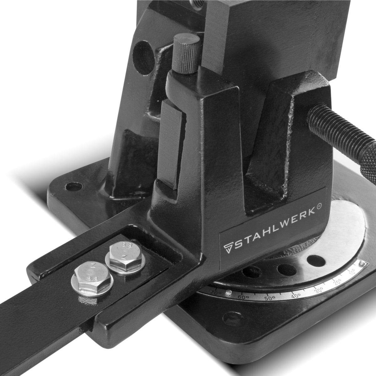 STAHLWERK UB-100 ST universal bending machine with a bending angle of up to 120° degrees for precise cold and hot bending of flat steel, square steel, round steel or angle steel