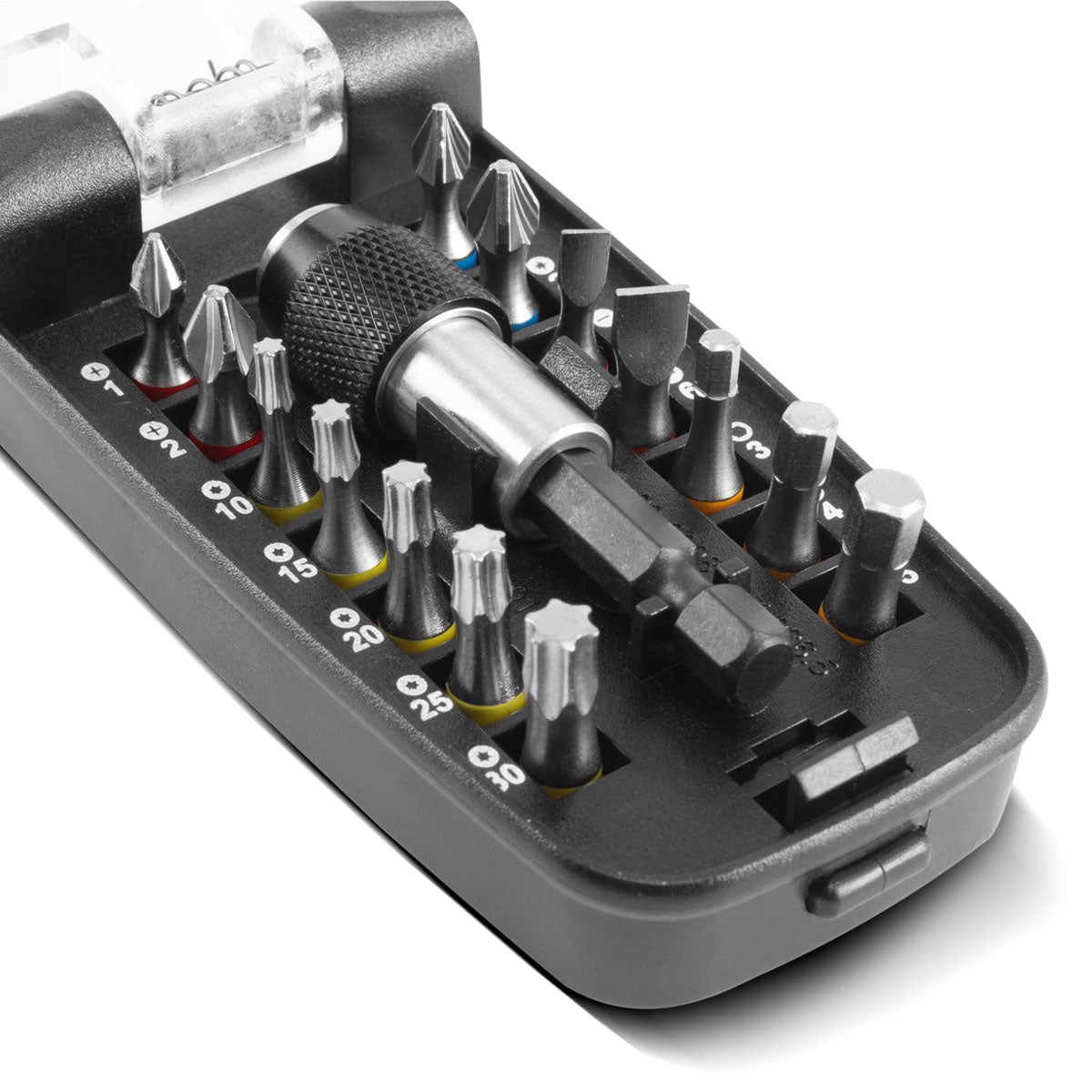 STAHLWERK 15-piece professional bit set made of chrome vanadium steel with magnetic holder and quick-change device for cordless screwdrivers and hand drills