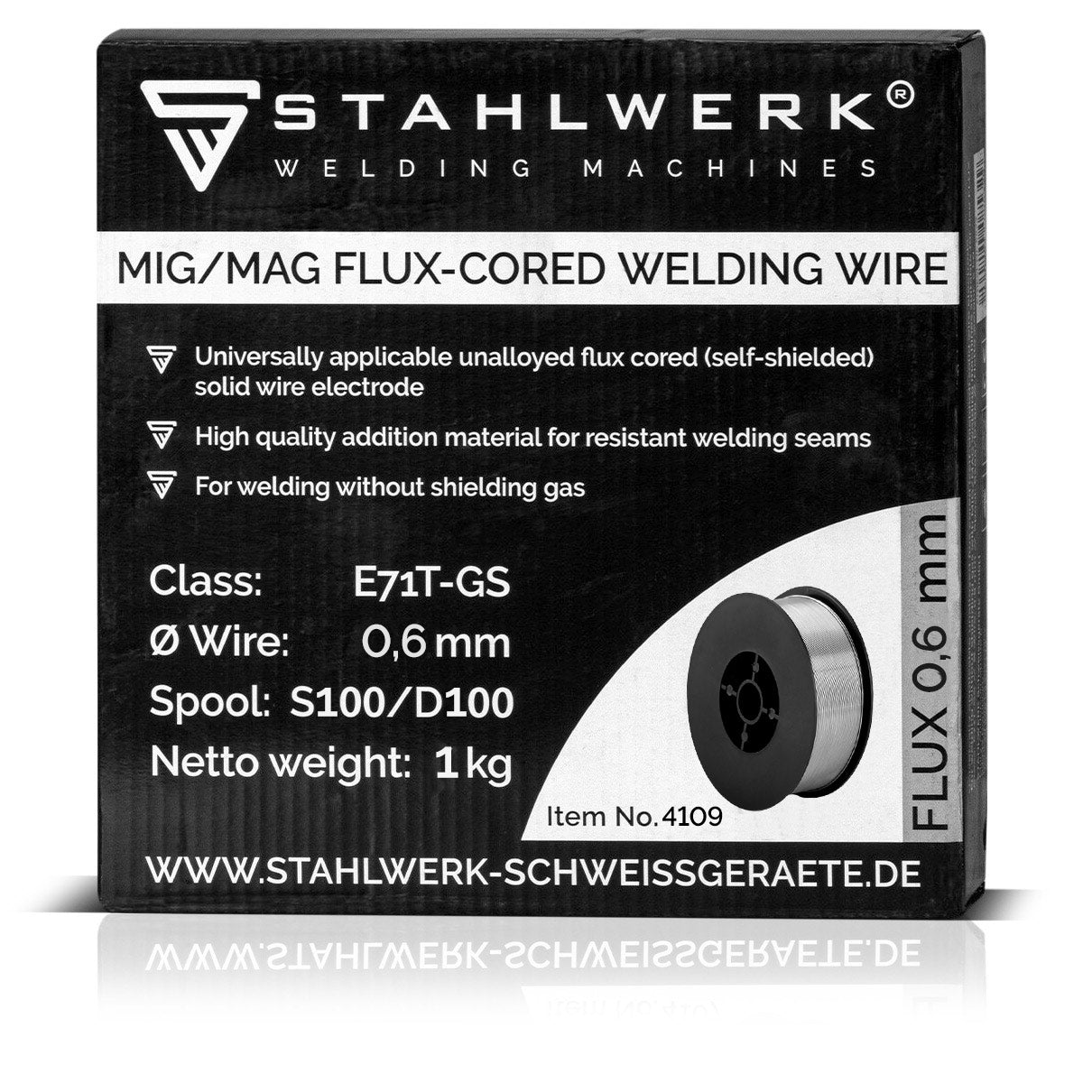 STAHLWERK MIG MAG Premium Fülldraht Drahtrolle E71T-GS 0,6 mm S100/D100 Rolle 1 kg
