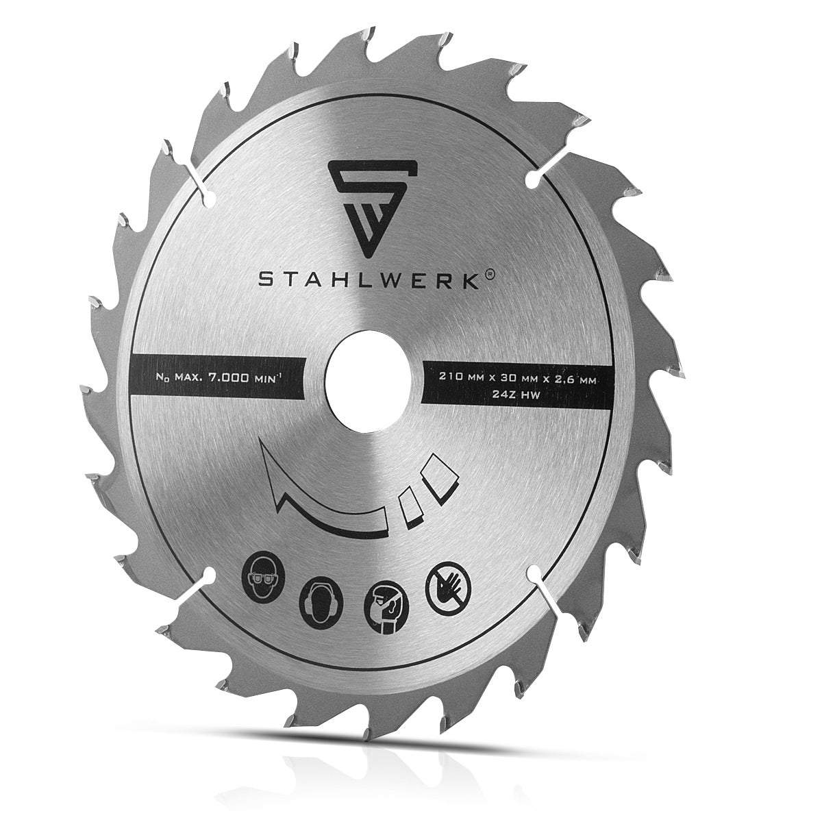 STAHLWERK universal saw blade 210 x 2.6 / 30 mm with 25.4 mm adapter ring, for KS-210 ST cutting saw and comparable devices with the appropriate holder, excellent cutting properties, wear-resistant and durable