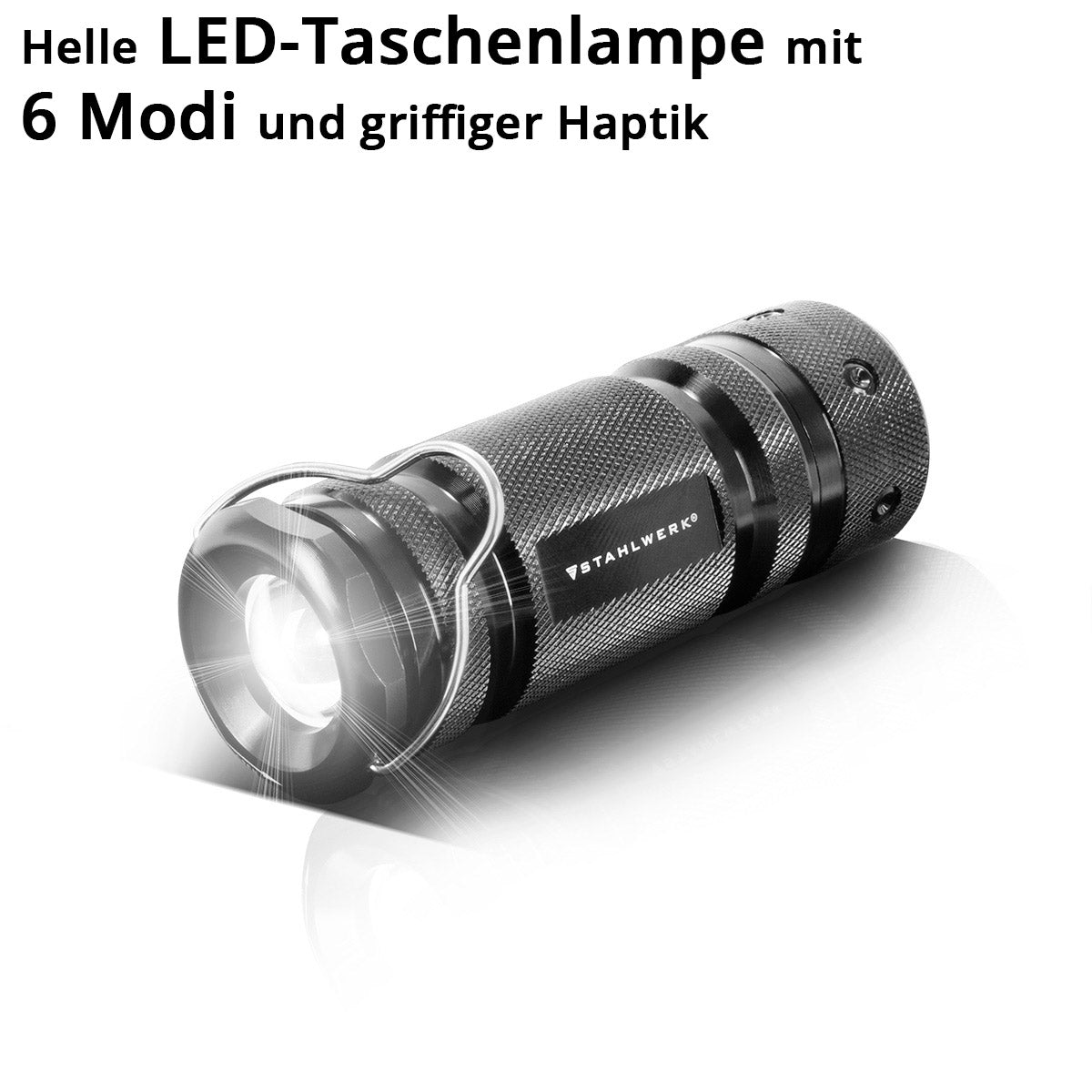 Torcia LED STAHLWERK con 6 modalità, asta telescopica estensibile a 360° / luce LED / luce LED / lampada LED / lanterna LED con alloggiamento in alluminio di alta qualità