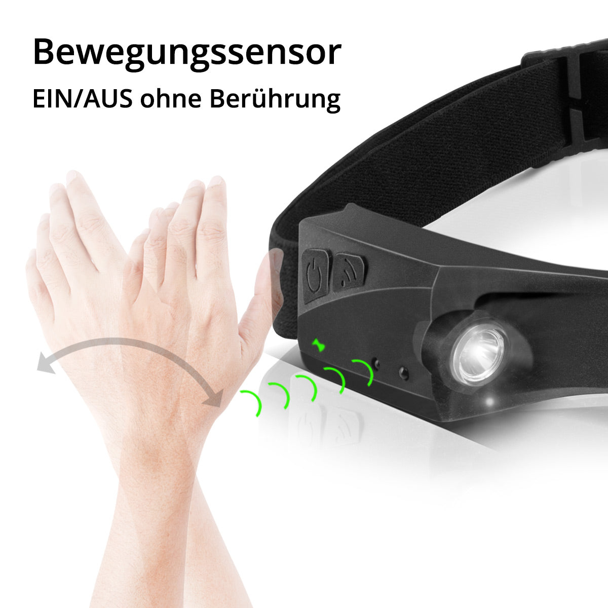 STAHLWERK Lampe frontale LED ALS-350 ST Lampe frontale/lampe de travail/lampe frontale puissante avec batterie intégrée, port USB-C, 5 modes d'éclairage et capteur