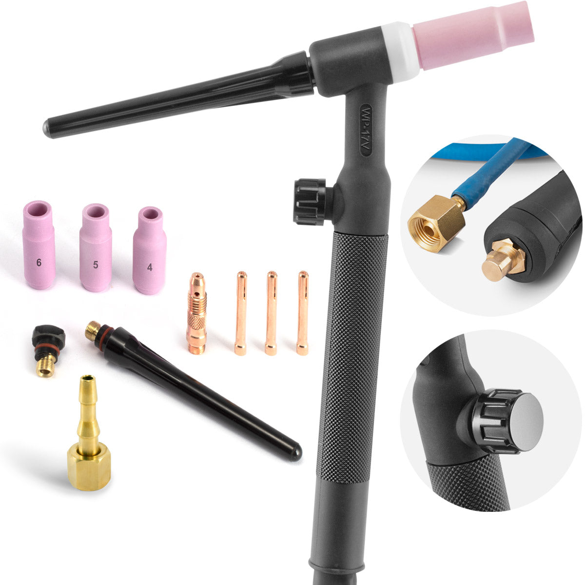 STAHLWERK WP-17V universal lift TIG torch / welding torch with 4 meter hose package and 13 mm mandrel for TIG / ARC welding