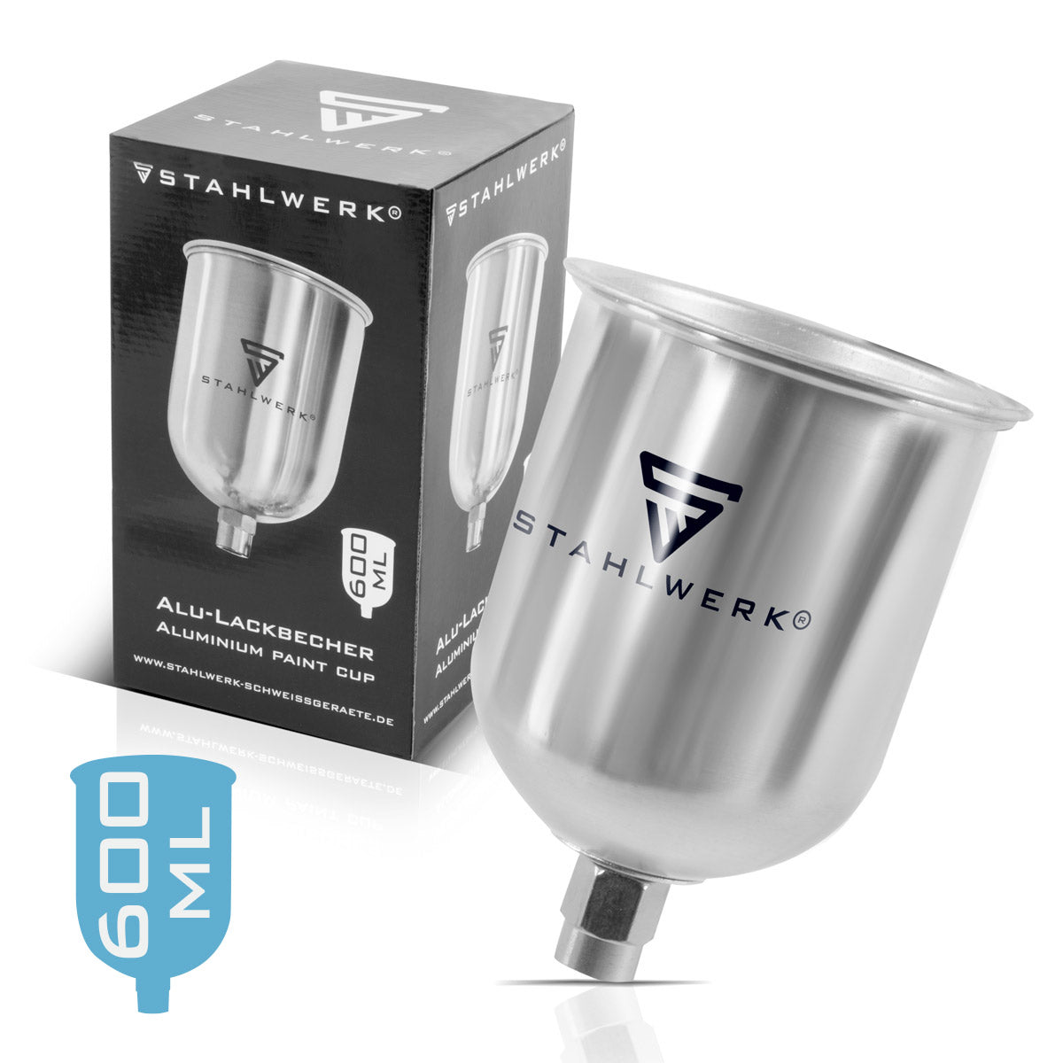 STAHLWERK aluminum paint cup / flow cup 600 ml paint cup for paint gun / spray gun / spray gun / spray gun