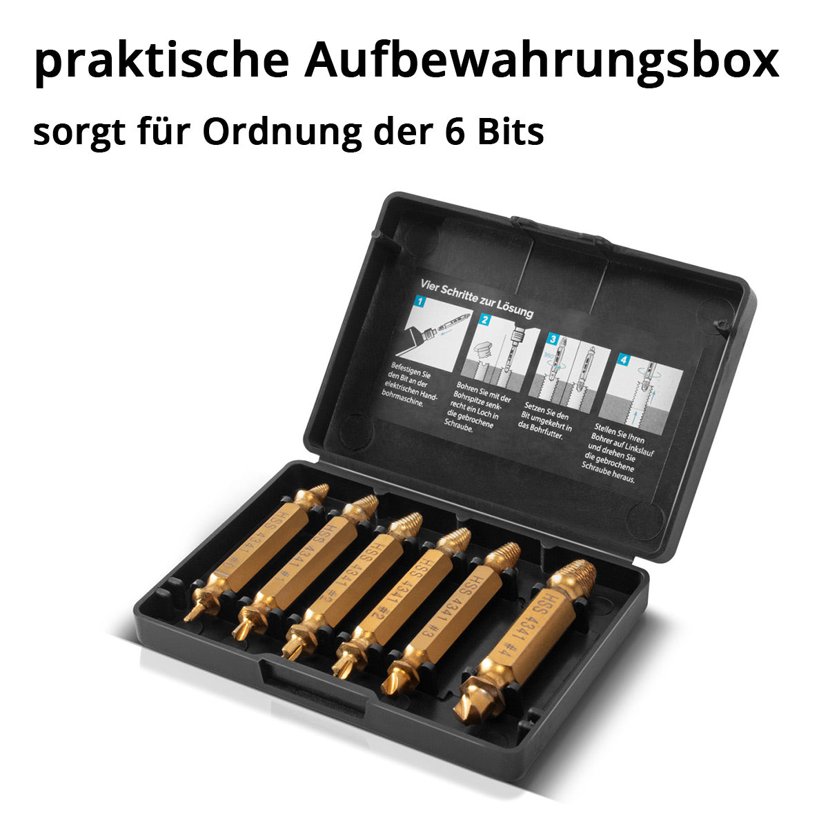 STAHLWERK Linksausdreher / Schraubenentferner / beschädigte Schrauben Ausdreher 6er Set / gehärteter HSS Stahl