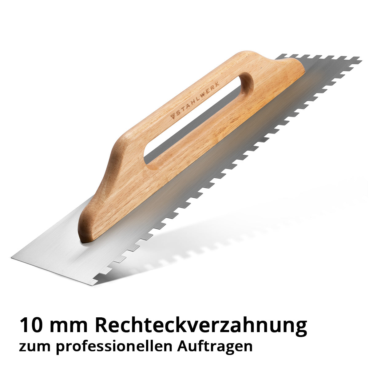 STAHLWERK two-handed smoothing trowel 140 x 500 mm with 10 mm square teeth, high-quality professional carbon steel cleaning trowel / trowel / smooth trowel / Swiss trowel