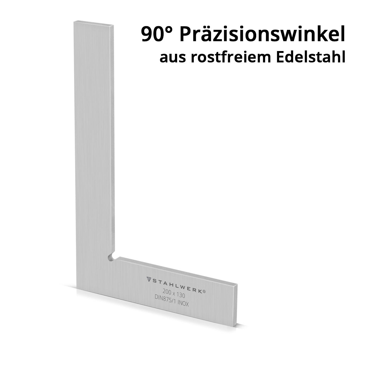 STAHLWERK angle plat 90° 200 x 130 mm DIN 875/1 angle de contrôle / angle de serrurier / angle d'arrêt / angle de précision en acier inoxydable