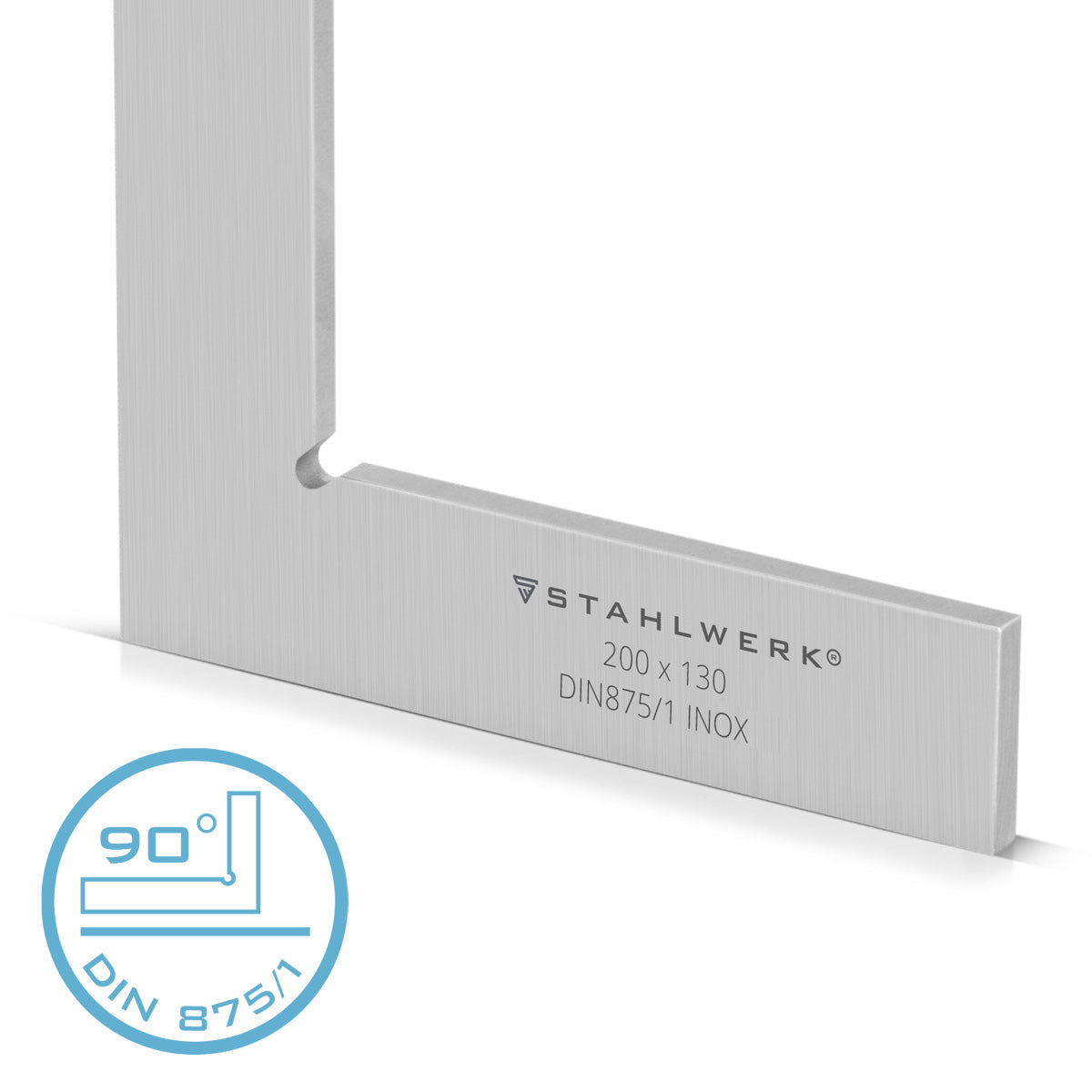 STAHLWERK angle plat 90° 200 x 130 mm DIN 875/1 angle de contrôle / angle de serrurier / angle d'arrêt / angle de précision en acier inoxydable