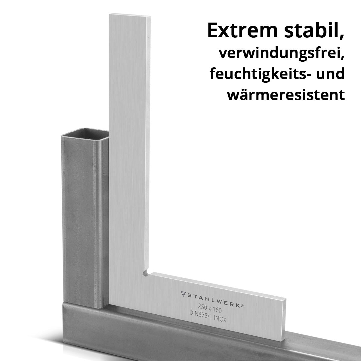 Angolo piatto STAHLWERK 90° 250 x 160 mm DIN 875/1 angolo di controllo / angolo da fabbro / angolo di arresto / angolo di precisione in acciaio inossidabile