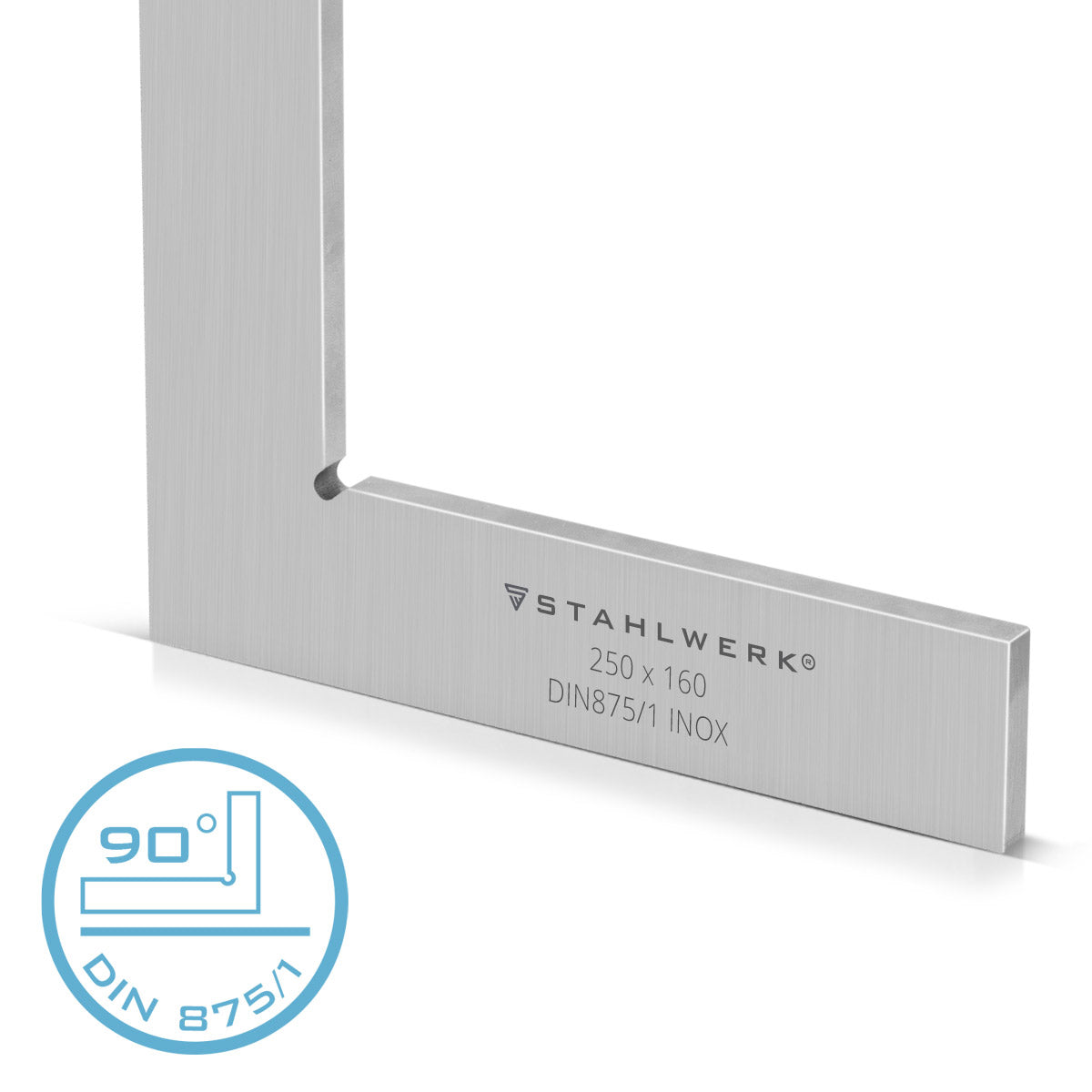 Angolo piatto STAHLWERK 90° 250 x 160 mm DIN 875/1 angolo di controllo / angolo da fabbro / angolo di arresto / angolo di precisione in acciaio inossidabile