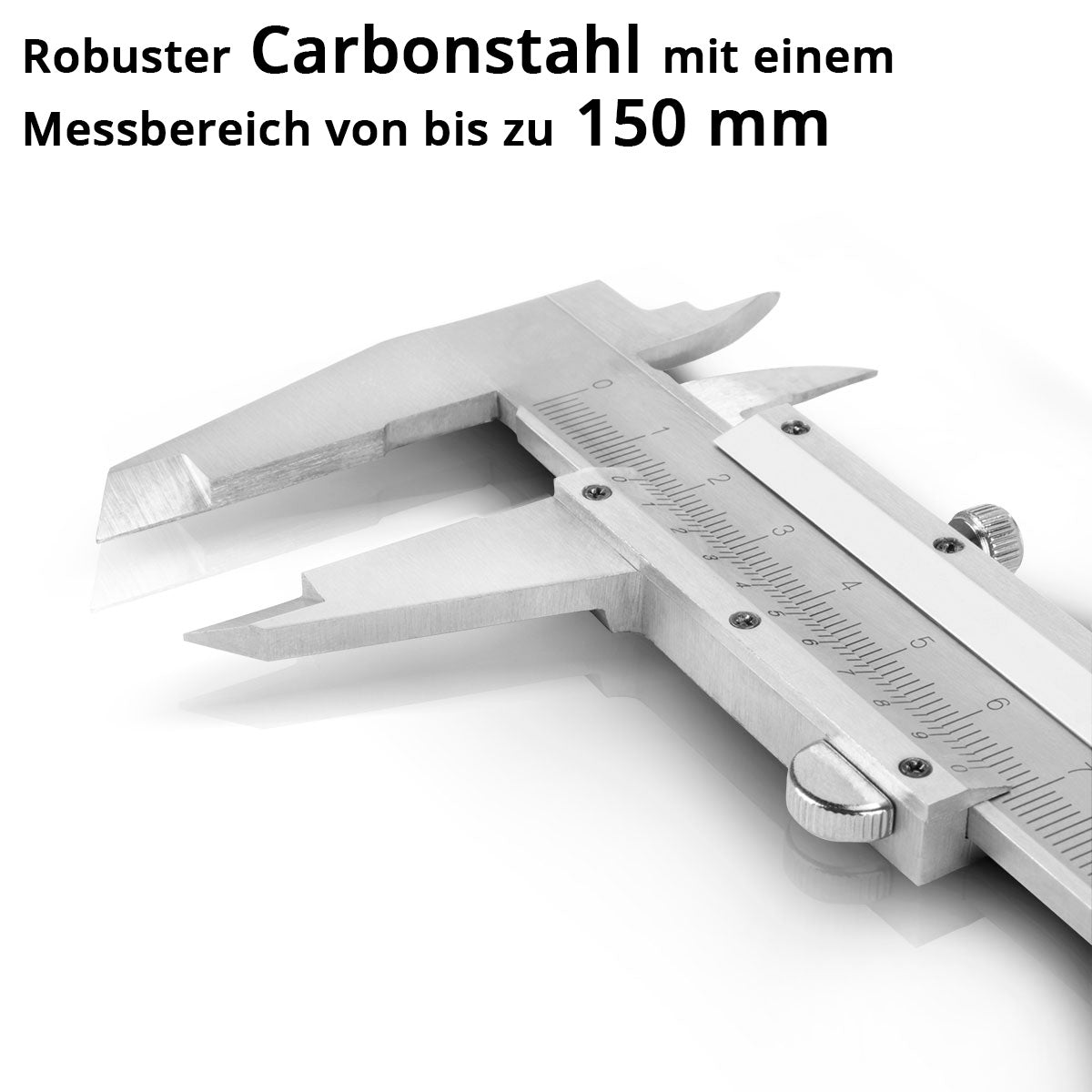 STAHLWERK Messschieber 0-150 mm DIN 862 Schieblehre / Messlehre aus gehärtetem Carbon-Stahl für Außen-, Innen- und Tiefenmaß