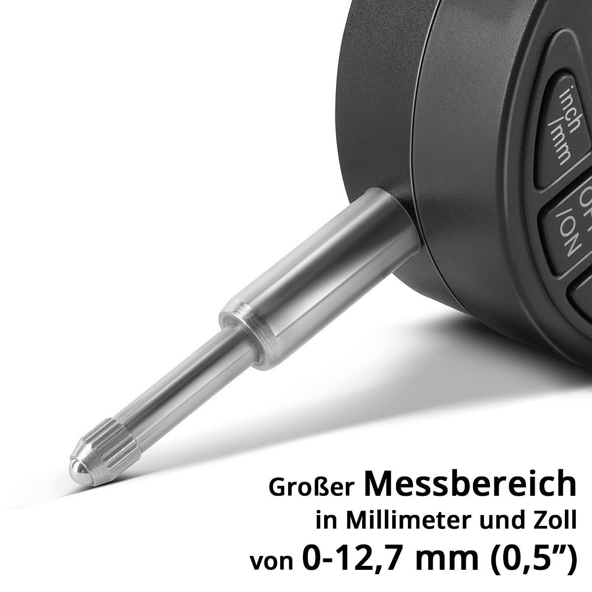 Comparateur numérique STAHLWERK avec plage de mesure 0-12,7 mm (0,5"), sonde de mesure pour des mesures précises en millimètres et en pouces