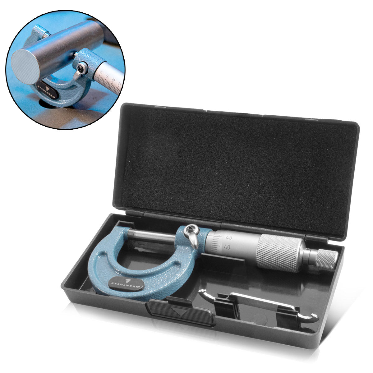 Micrometro per esterni STAHLWERK con campo di misura 0-25 mm DIN 863 micrometro / micrometro / vite micrometrica