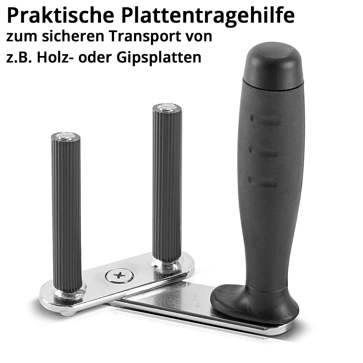STAHLWERK Plattentragehilfe 2er Set, Edelstahl Plattengriff / Plattenträger / Plattenheber mit rutschfestem Tragegriff zum sicheren Transport von Trockenbauwänden und Platten