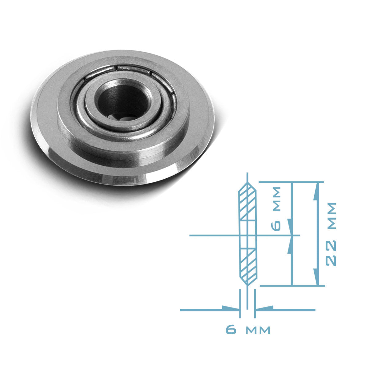 STAHLWERK Universal Fliesenschneidrad 22 x 6 x 6 mm mit 14 mm Schneidleistung für Fliesenschneider, Premium Schneidrad mit Kugellager zum präzisen Schneiden von Keramikfliesen