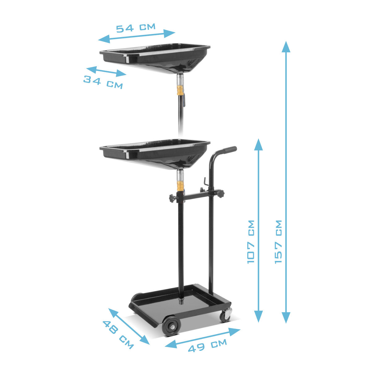 STAHLWERK oil separator OD-110 ST, oil collecting trolley / oil pan / oil drain device with height-adjustable funnel for collecting used oil when changing vehicle oil