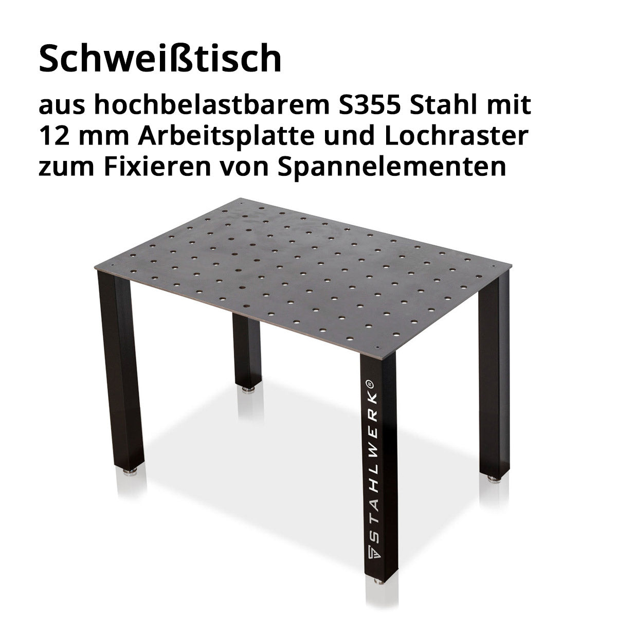 STAHLWERK welding table set, assembly table with D22 hole system and 12 mm worktop as a DIY kit in a set with magnetic stops, screw clamp, stop, clamping and centering bolts