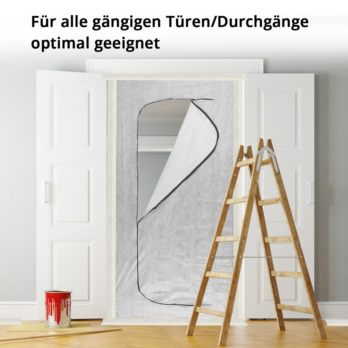 STAHLWERK dust protection door set of 3 C-shaped dust door / dirt trap / dust curtain with integrated zipper