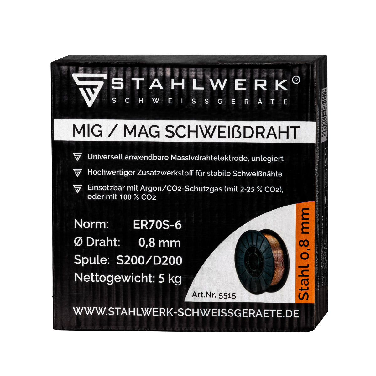 STAHLWERK 2 x filo per saldatura MIG MAG ER70S-6 SG2 Ø 0,8 mm S200/D200 rotolo di filo 5 kg