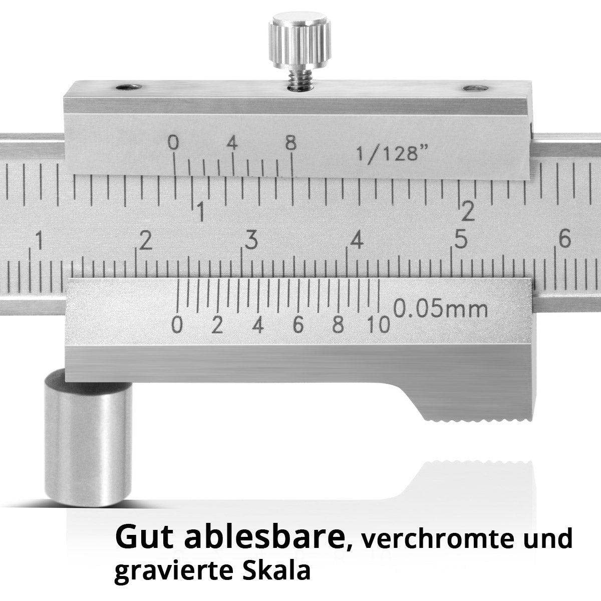 STAHLWERK marking caliper | Measuring gauge | Caliper 0-200 mm | 8 inch with vernier and stop roller according to DIN 862 for precision measurements
