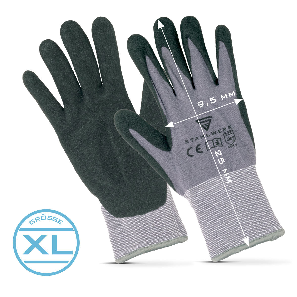 STAHLWERK Arbeits- und Montagehandschuhe Größe XL 10er Pack / Schutzkleidung / robust und strapazierfähig aus Nitrilkautschuk