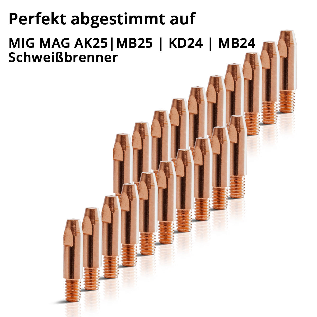 STAHLWERK 40er Set AK25 | MB25 | KD24 | MB24 Stromdüsen | Kontaktdüsen M6x28 in 0,8 mm MIG MAG Verschleißteile Set | Schweißzubehör für Schweißbrenner