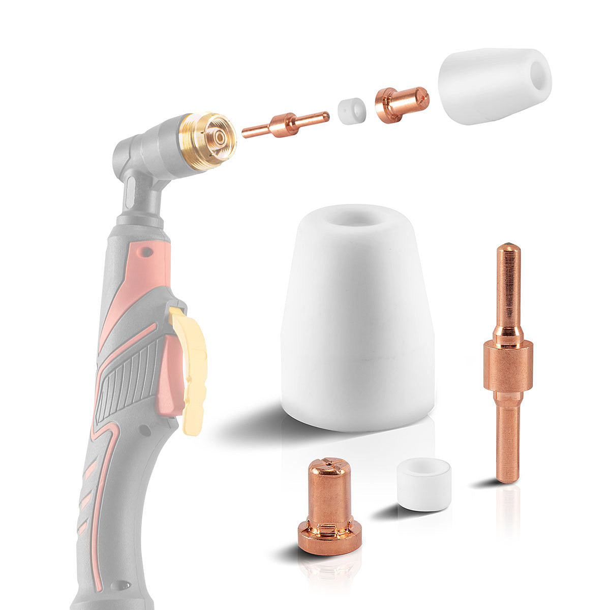STAHLWERK PT-31 ensemble d'accessoires plasma 30 pièces, pièces d'usure buses plasma + électrodes + capuchons en céramique pour torche de découpe plasma PT-31 CUT