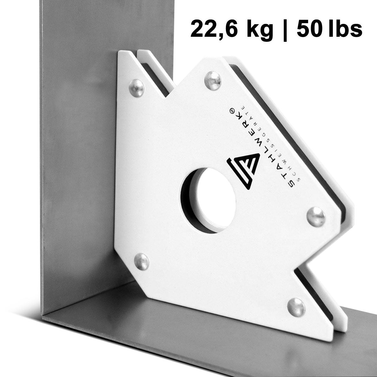 STAHLWERK 2 × Magnet-Schweißwinkel Magnetwinkel Schweißmagnet 45° x 90° x 135°, 22,6 kg / 50 lbs