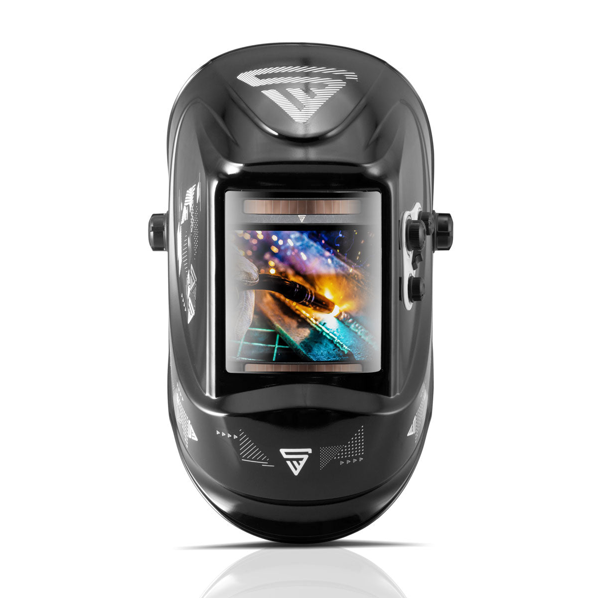 Casco de soldadura STAHLWERK ST-950 XB totalmente automático en color real con función 3 en 1, negro brillante, incluye 5 lentes de repuesto y bolsa