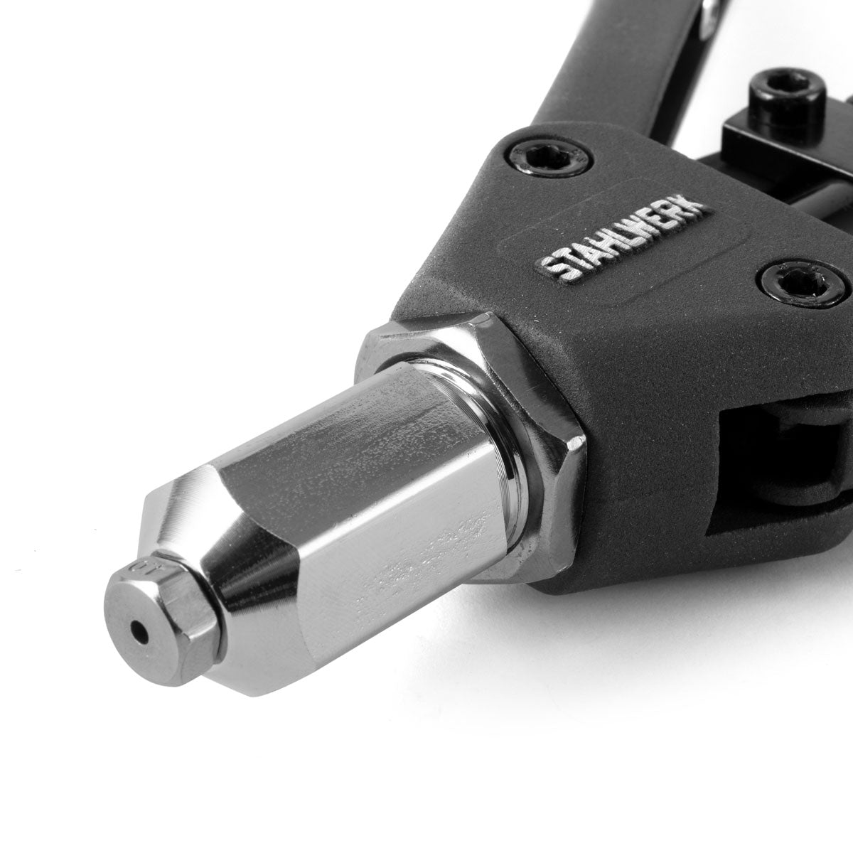 STAHLWERK HNZ-130 ST Pince à rivets à levier professionnelle robuste et pince à mandrin / pince à rivets aveugles en acier au chrome-molybdène nickelé avec 5 inserts interchangeables